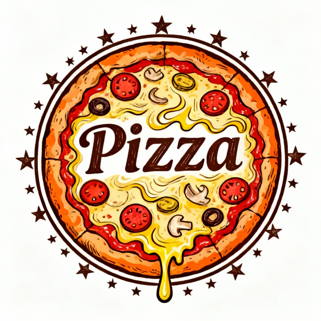 Hand-drawn style pizza logo 03