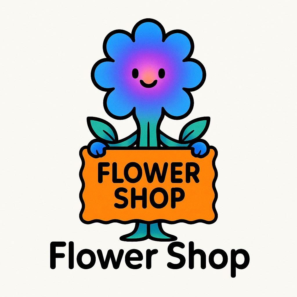 cartoon flower shop logo 