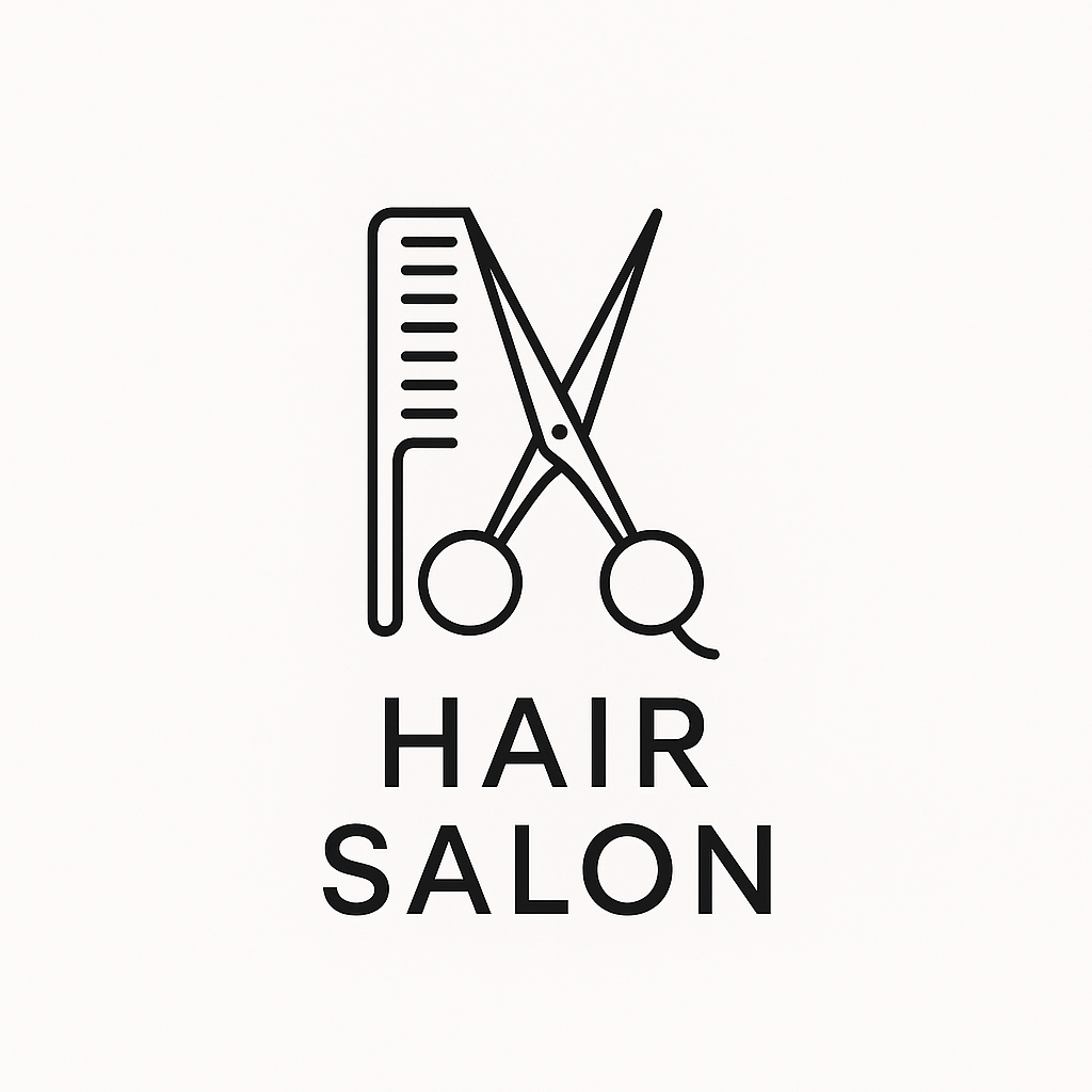 Minimalist line-art hairdresser logo
