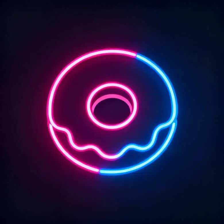 a neon donut logo