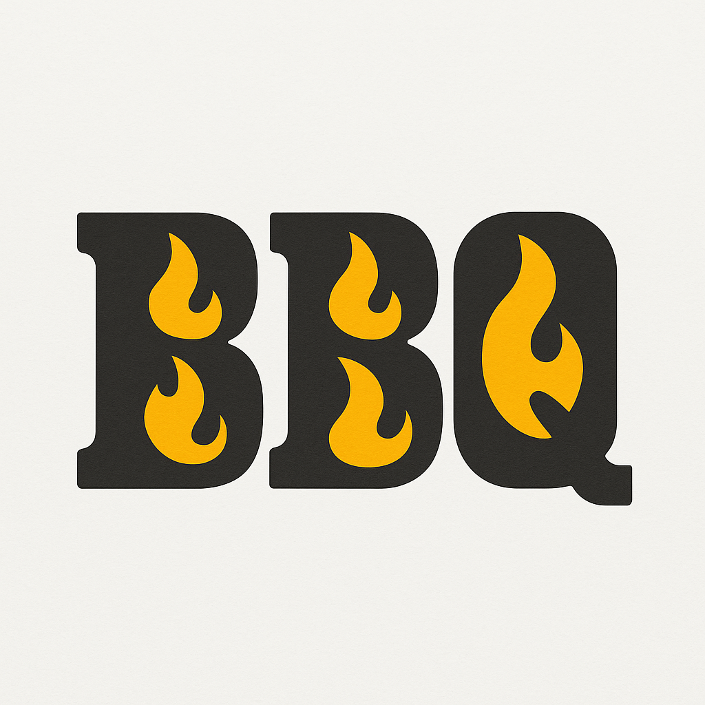  bold BBQ logo with flame-shaped letters