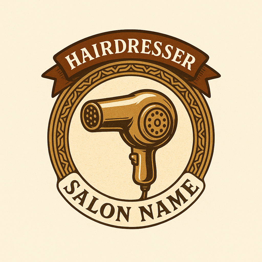 Vintage badge-style hairdresser logo 02