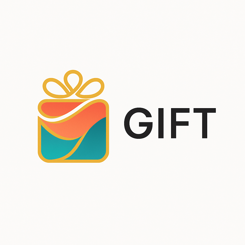 a modern flat gift logo 