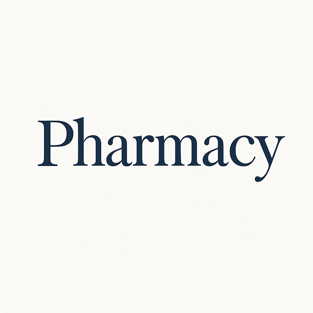 Hand-lettered pharmacy shop logo