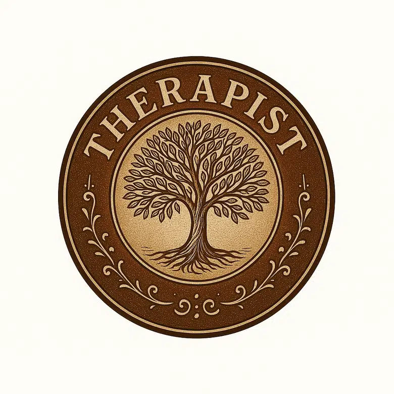 Vintage badge-style therapist logo
