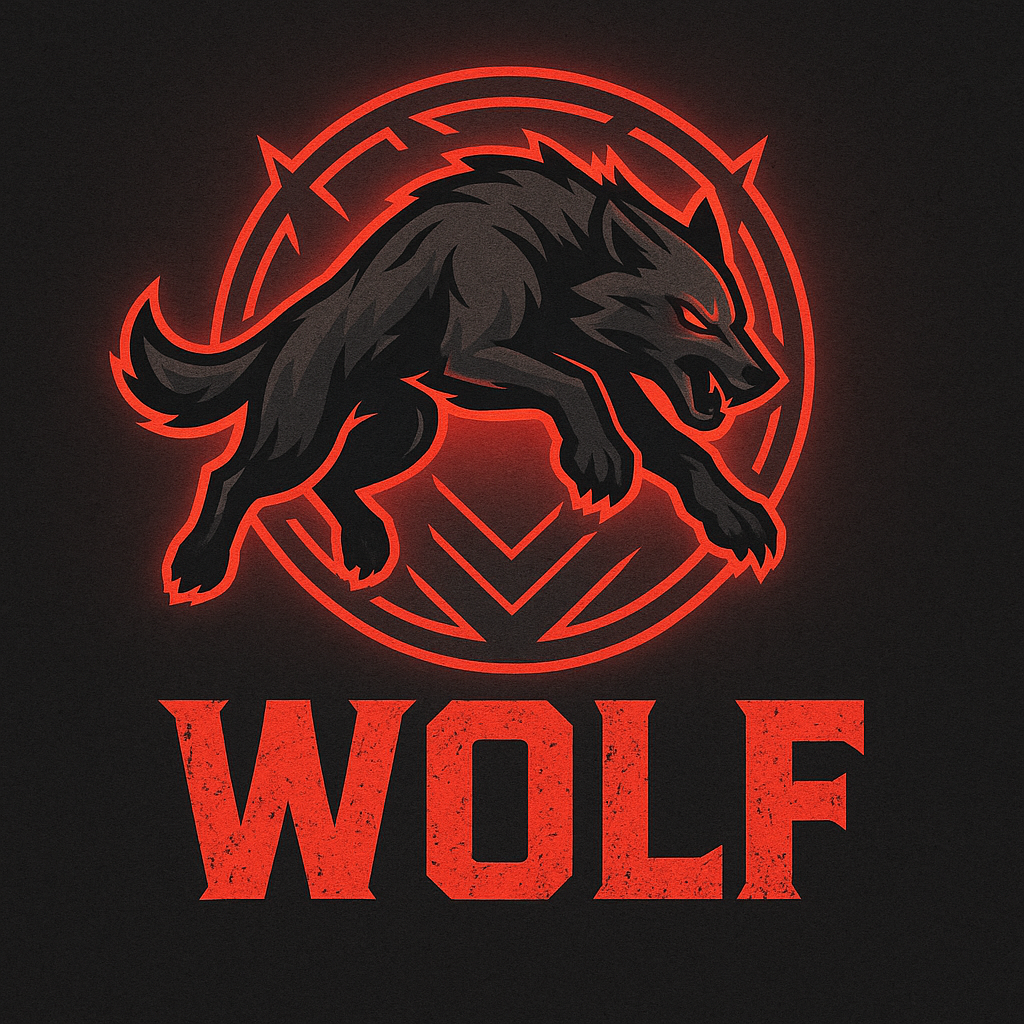 fierce wolf-themed gaming logo0