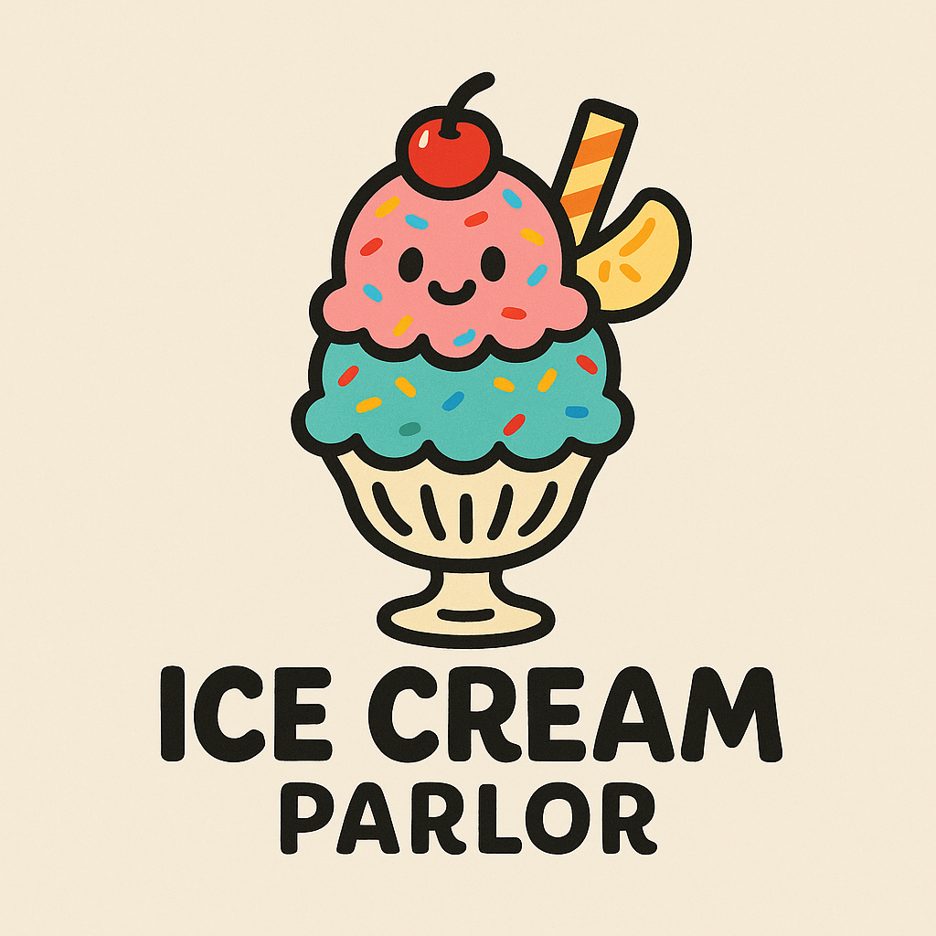 retro cartoon ice cream sundae logo 1