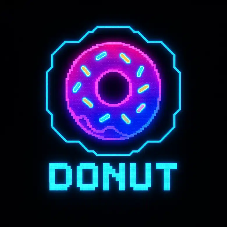 a neon badge donut logo