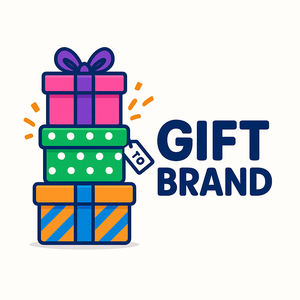 a playful cartoon gift logo