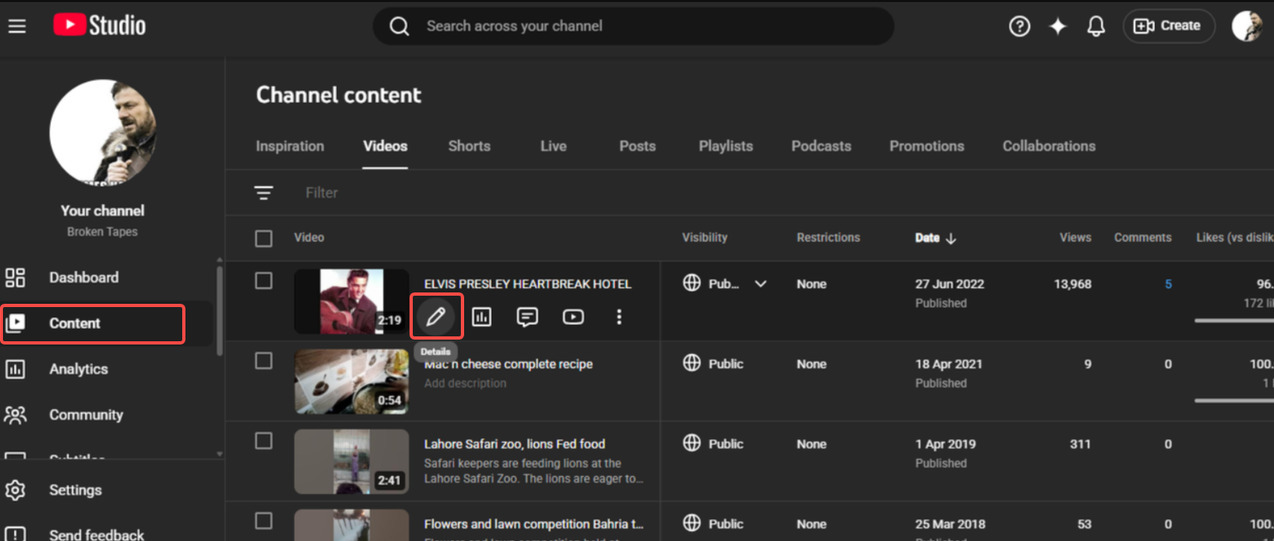 Upload or select the video