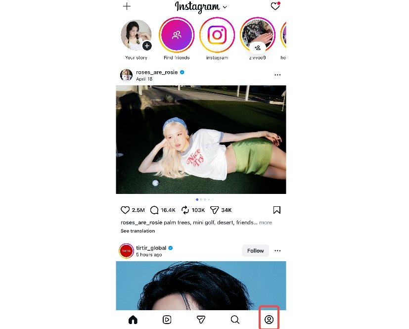 Open the Instagram app