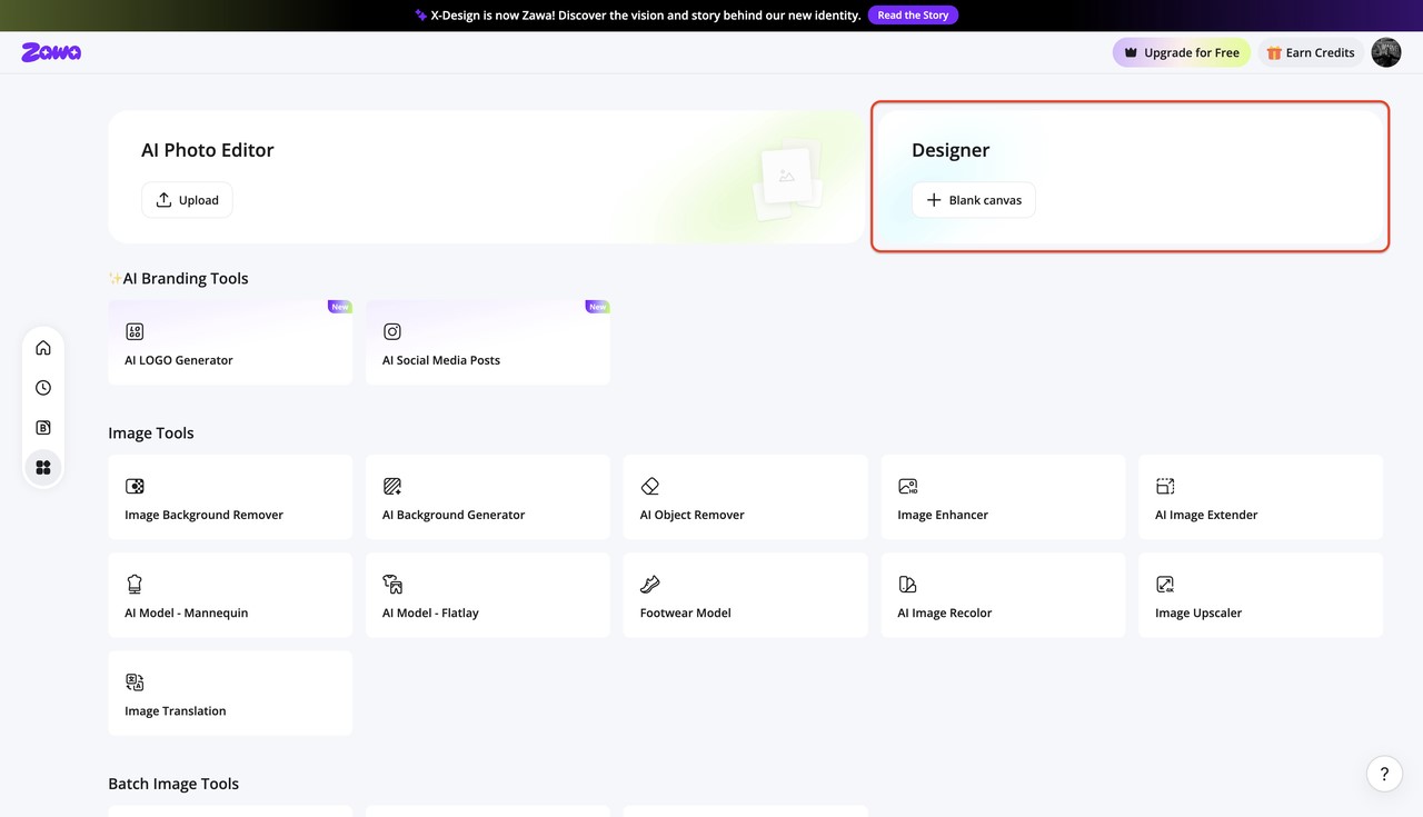 open the designer from the ai tools dashboard