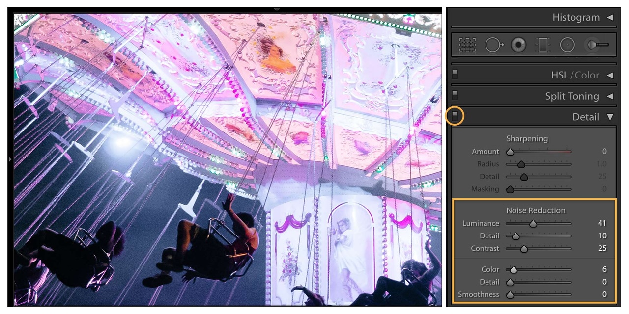 Balance the Luminance and Color sliders