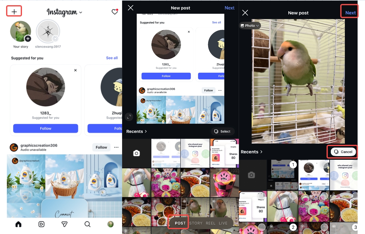 select multiple photos on Instagram