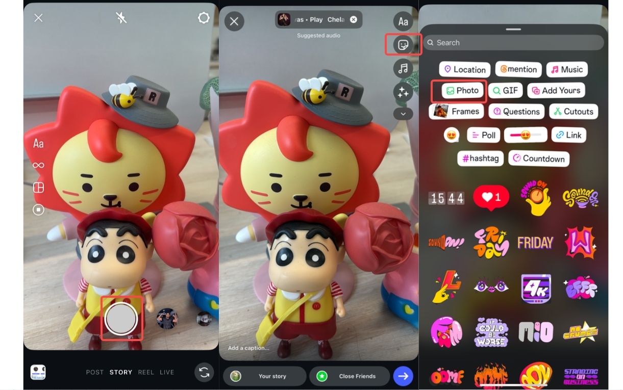 Capture or choose a background and upload photos