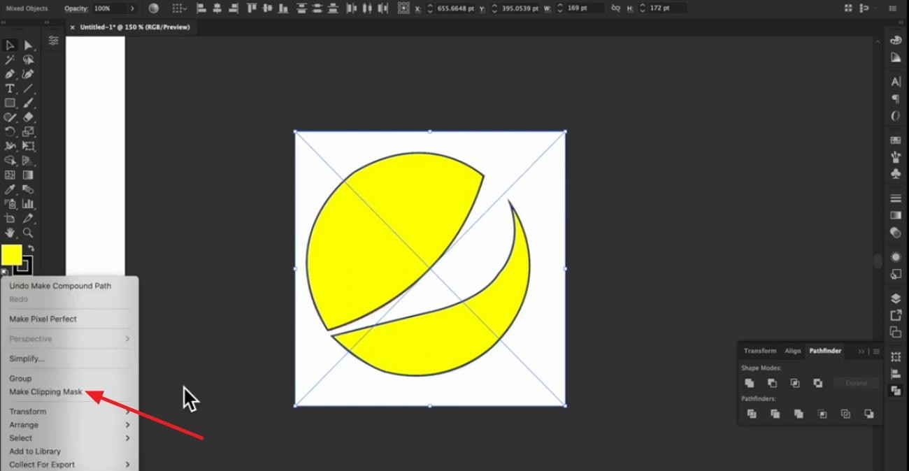 choose make clipping mask option