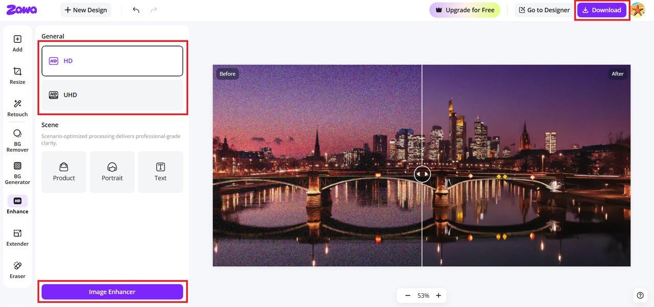 Enhance and export