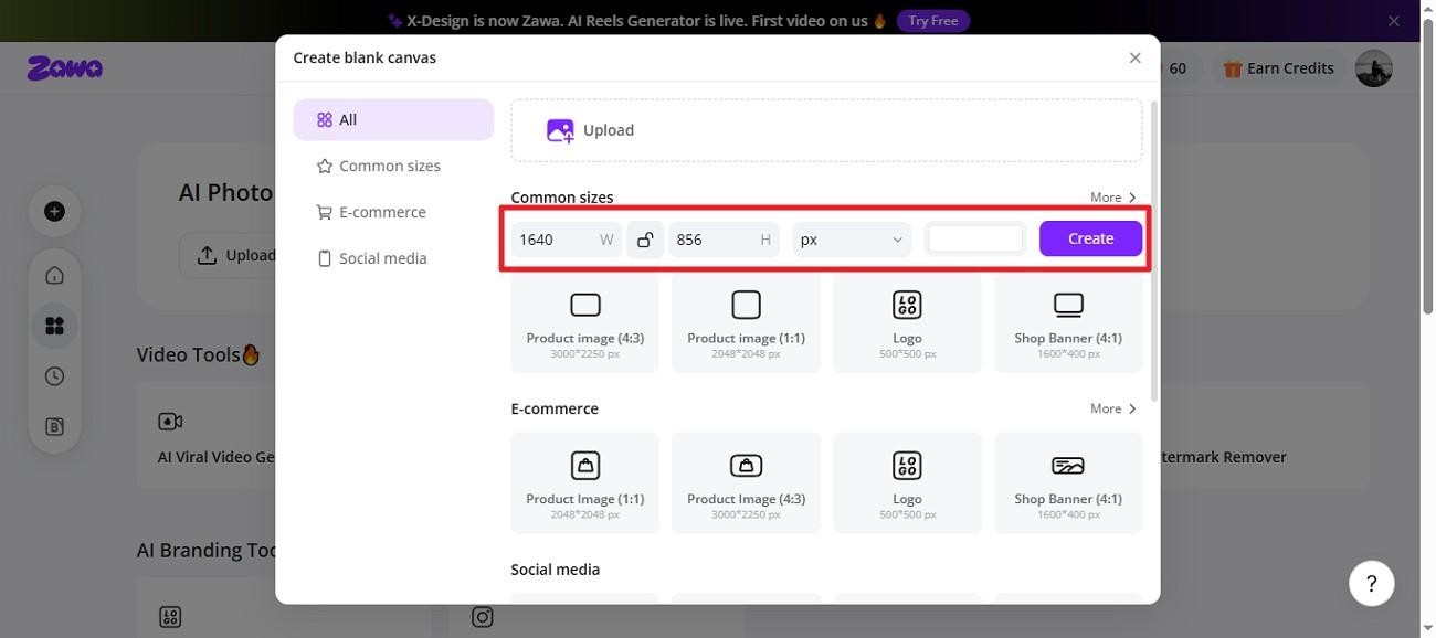 select aspect ratio upload photo