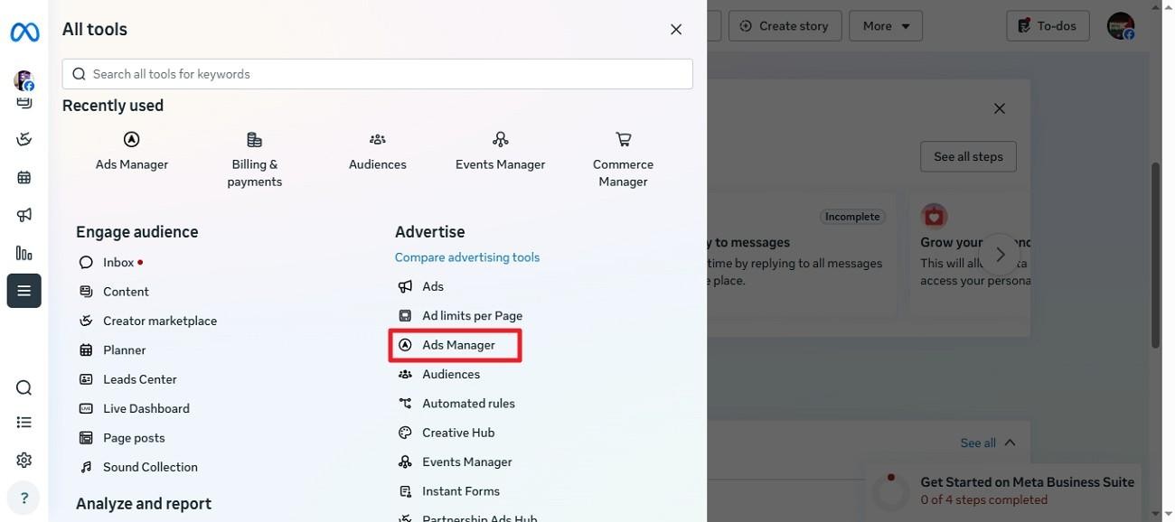 access ads manager from meta 