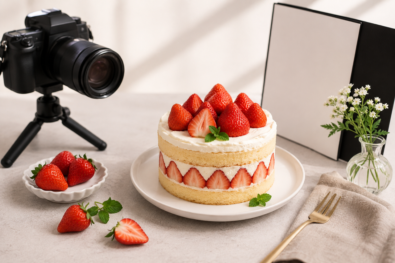 Zawa AI Food Photography dessert setup