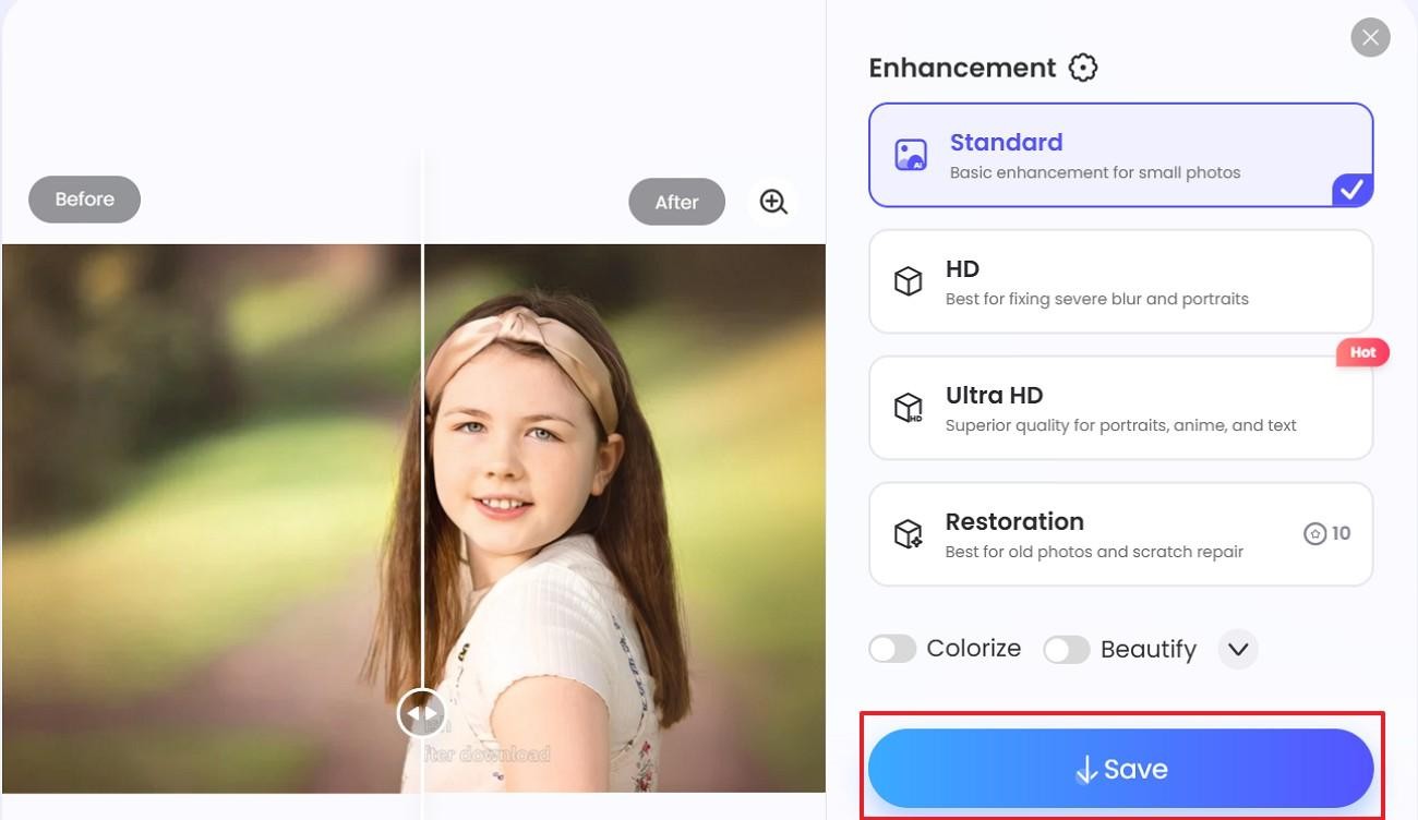preview the image and save