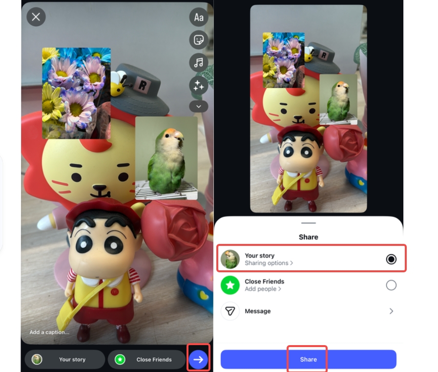 Edit photos and share on Story