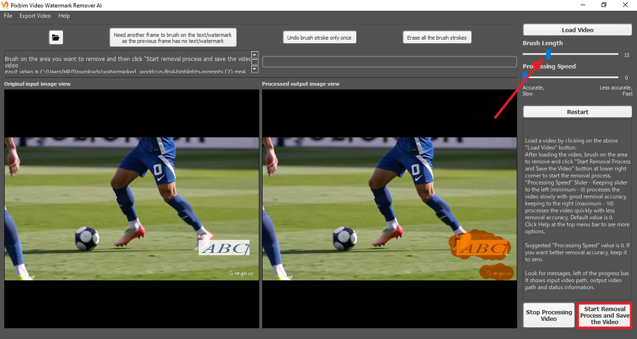 choose watermark area in video