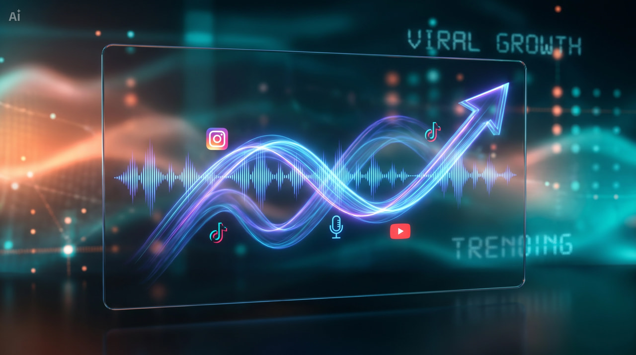  Trending audio waveform with upward trend graph