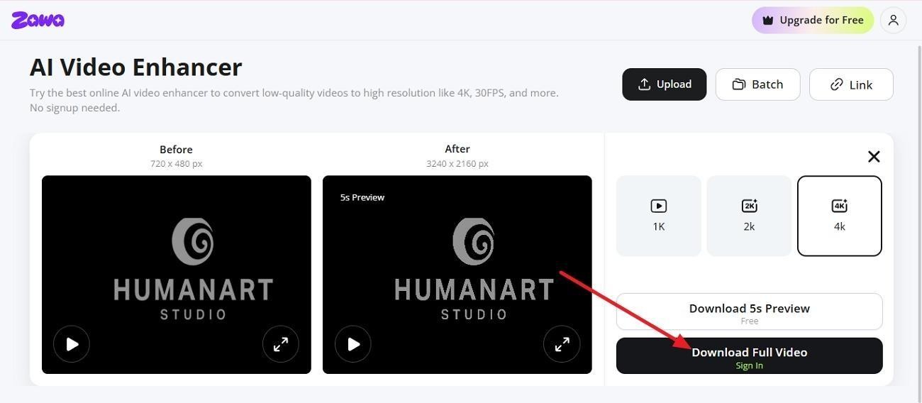 choose download full video option