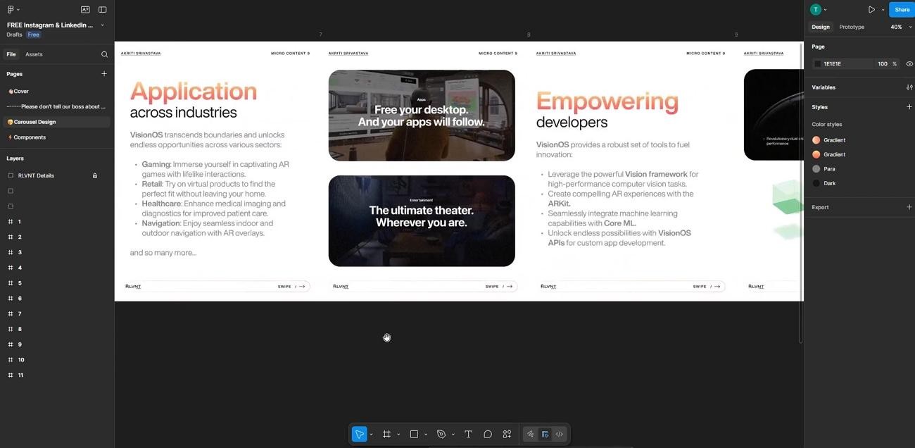 using figma design tool create carousels