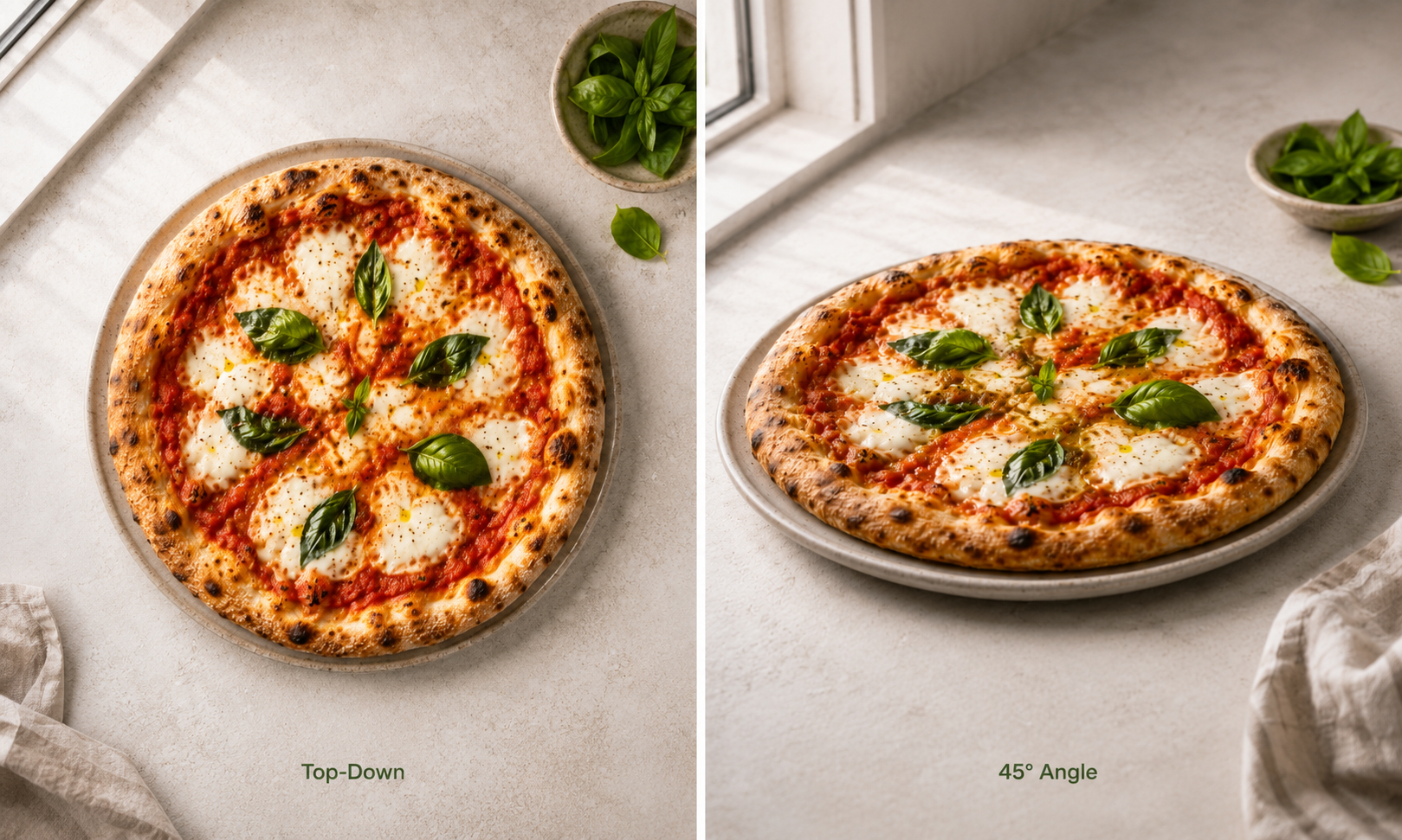 Zawa AI Editor pizza photography angles