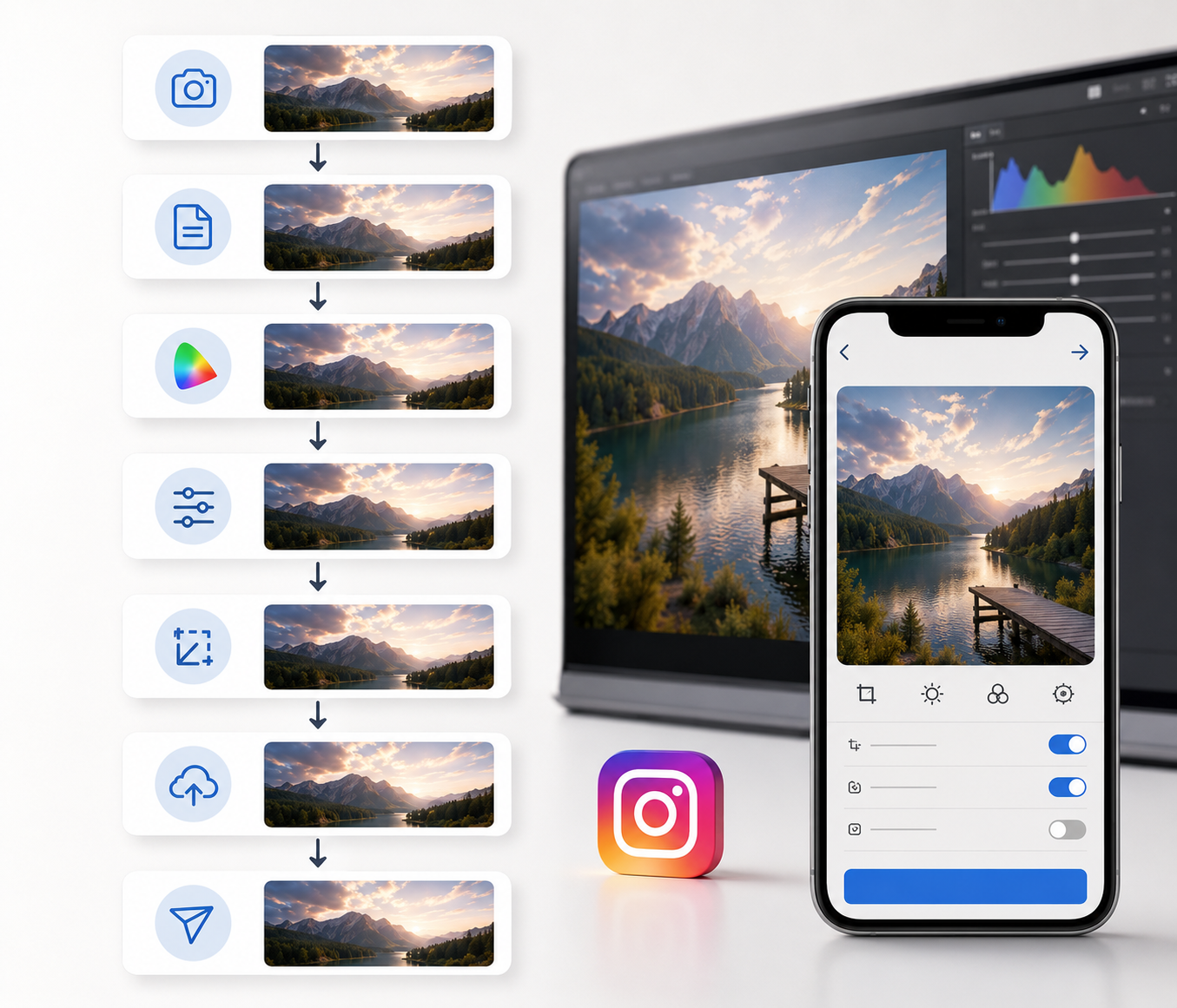 Workflow to prevent Instagram from darkening photos