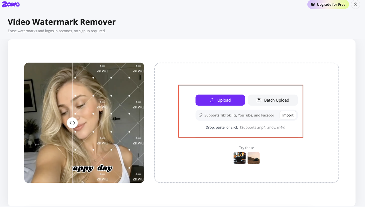 Open Zawa and upload your edited video