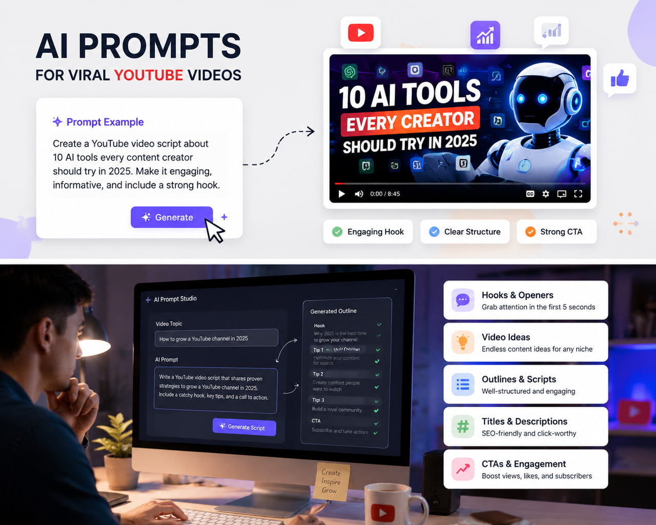 AI tool for generating YouTube video scripts and ideas