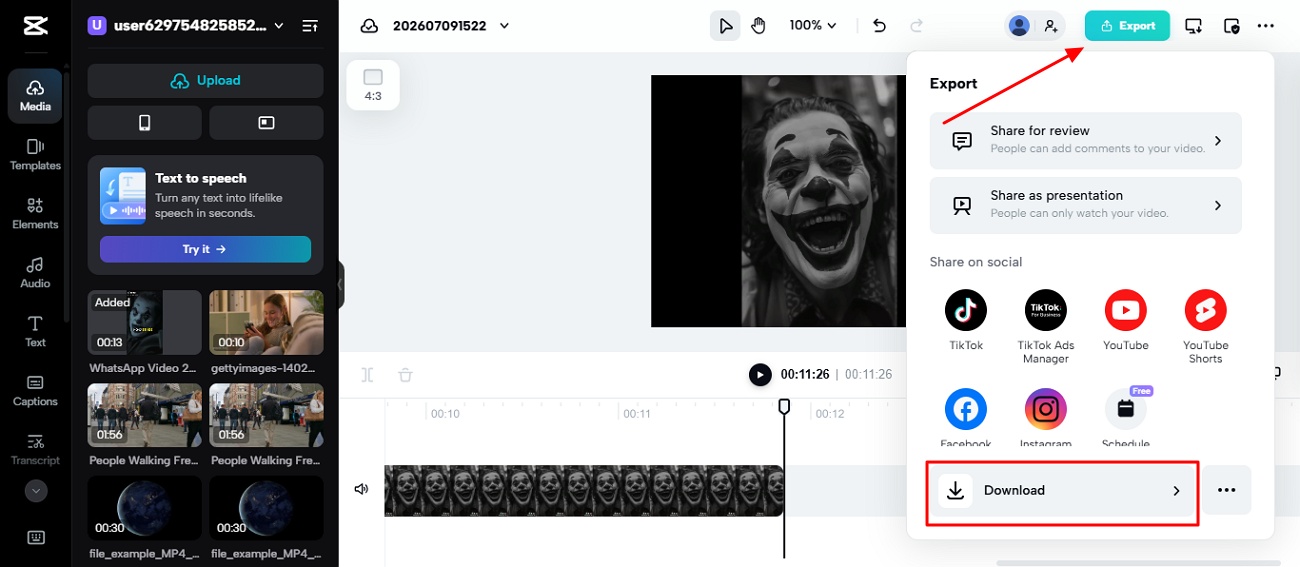 text download videos from capcut