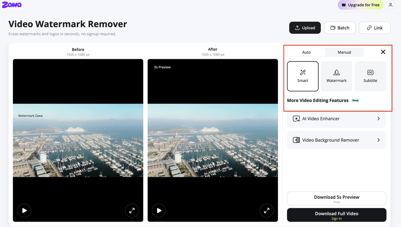 Mark the watermark area or let AI detect it automatically