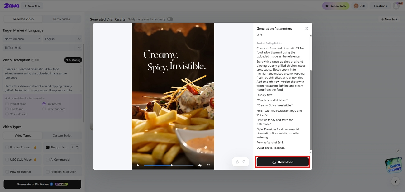preview and save generated results