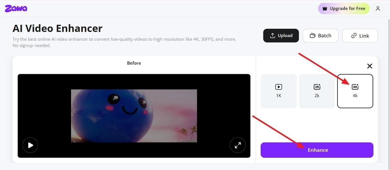 select resolution and click enhance option