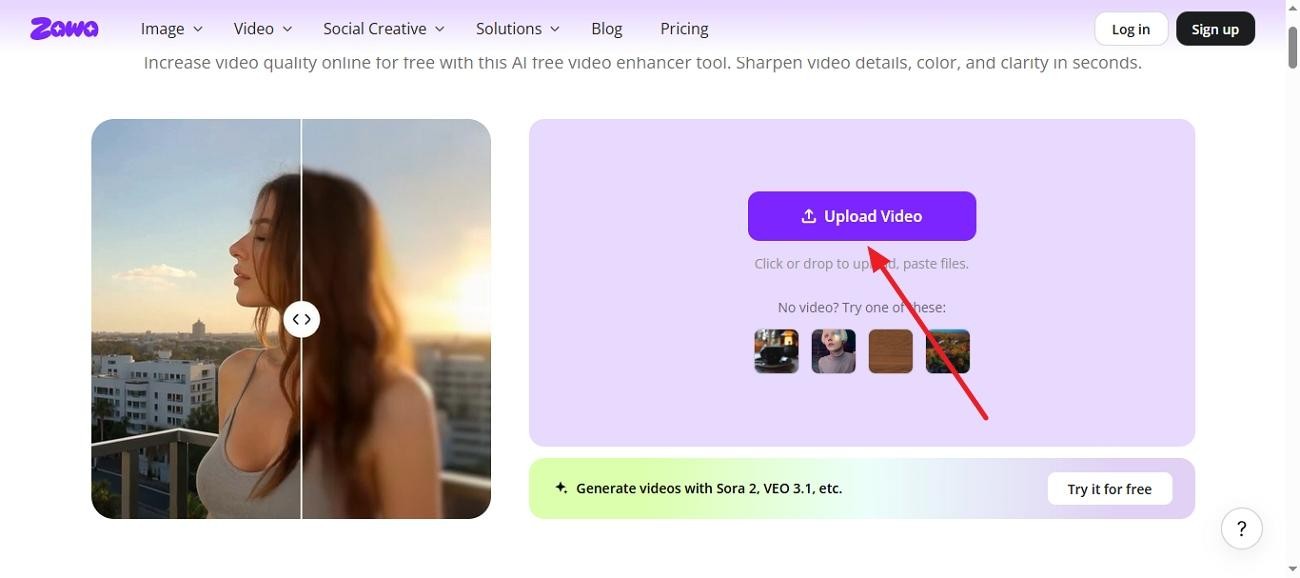 upload video for enhancing