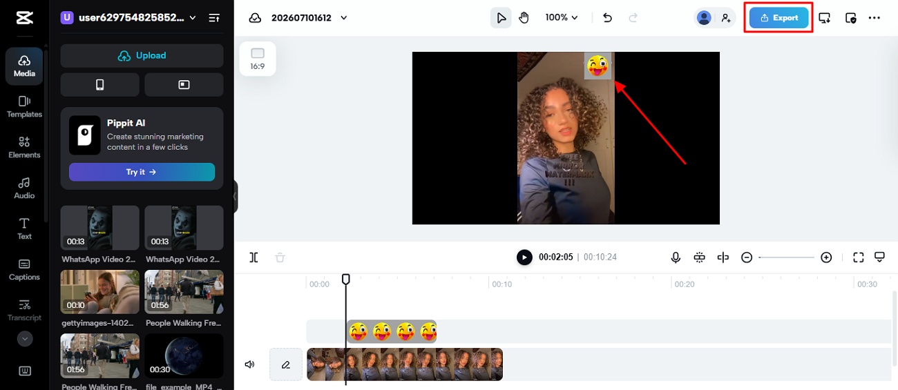 text add emoji in video