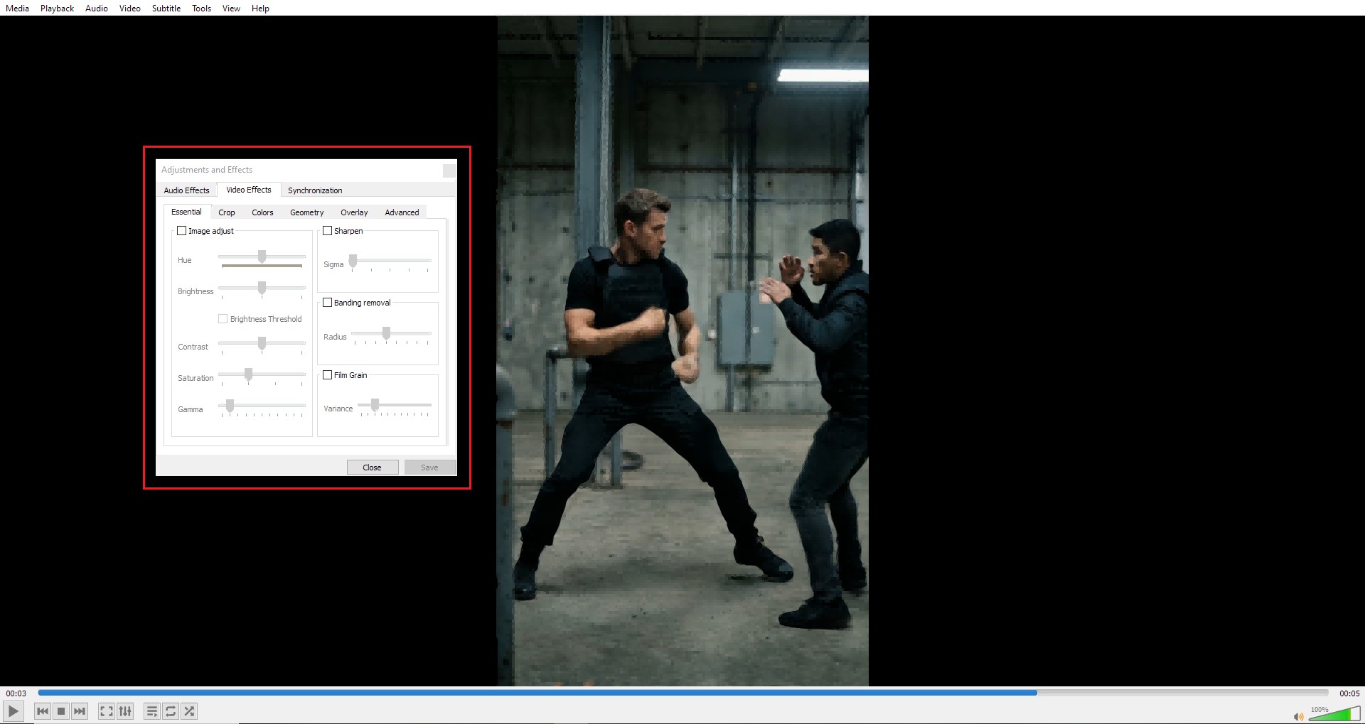 Open the video effects options