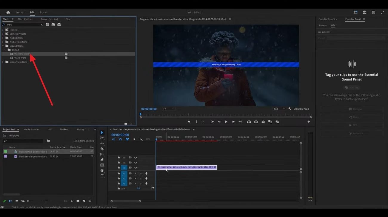 access warp stabilizer effect