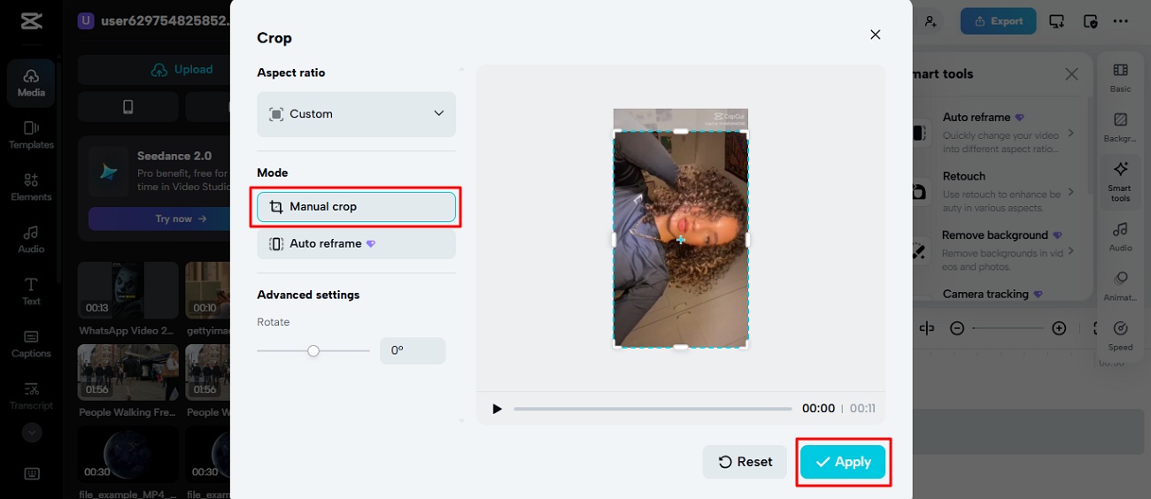 text export crop video capcut