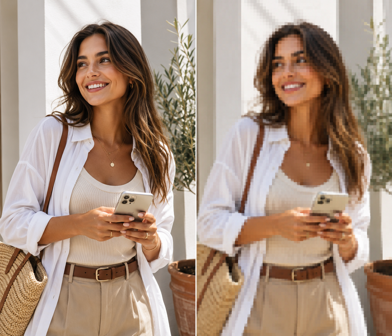 Before and after Instagram photo compression quality comparison