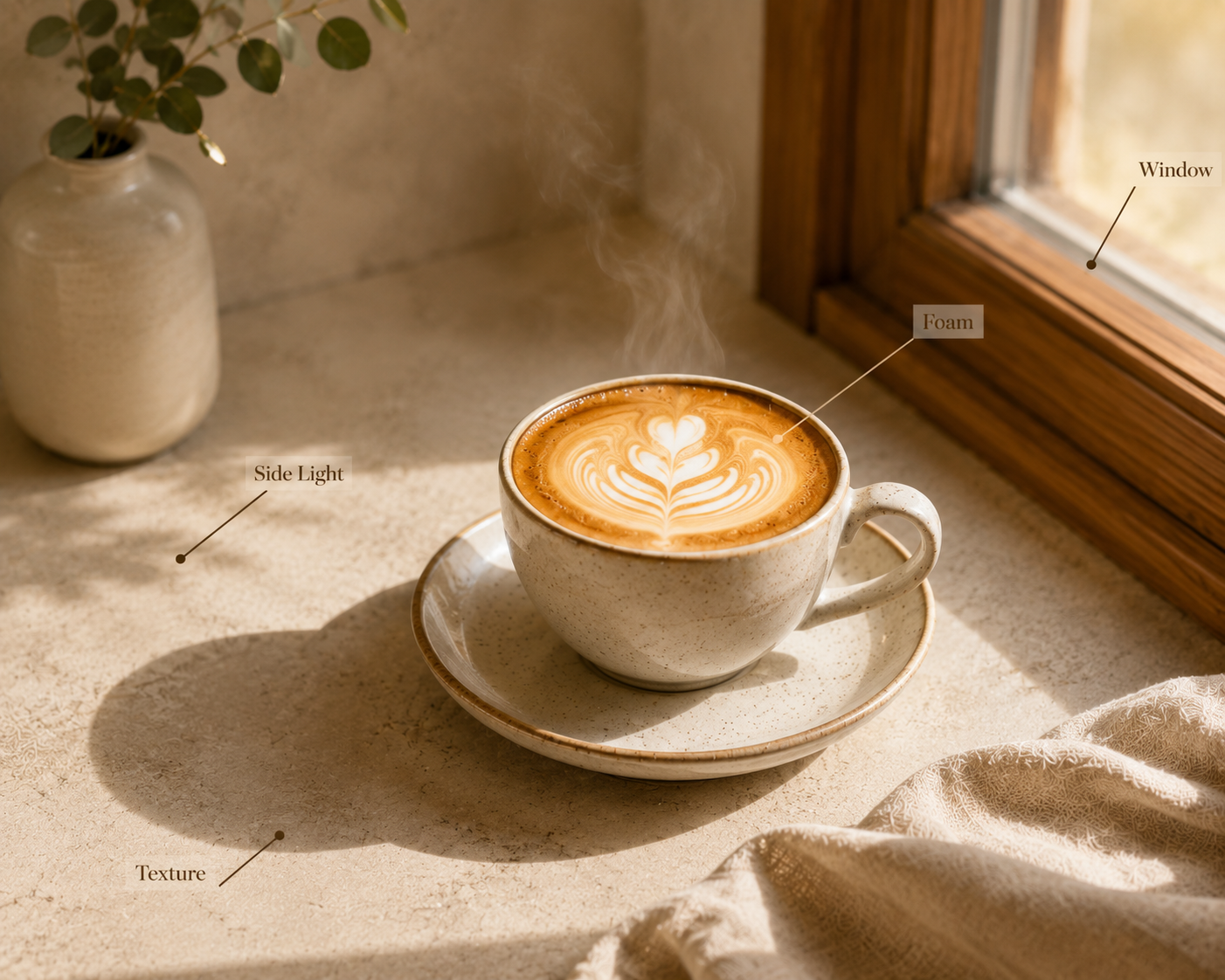 RoboNeo AI photo editor coffee lighting tips