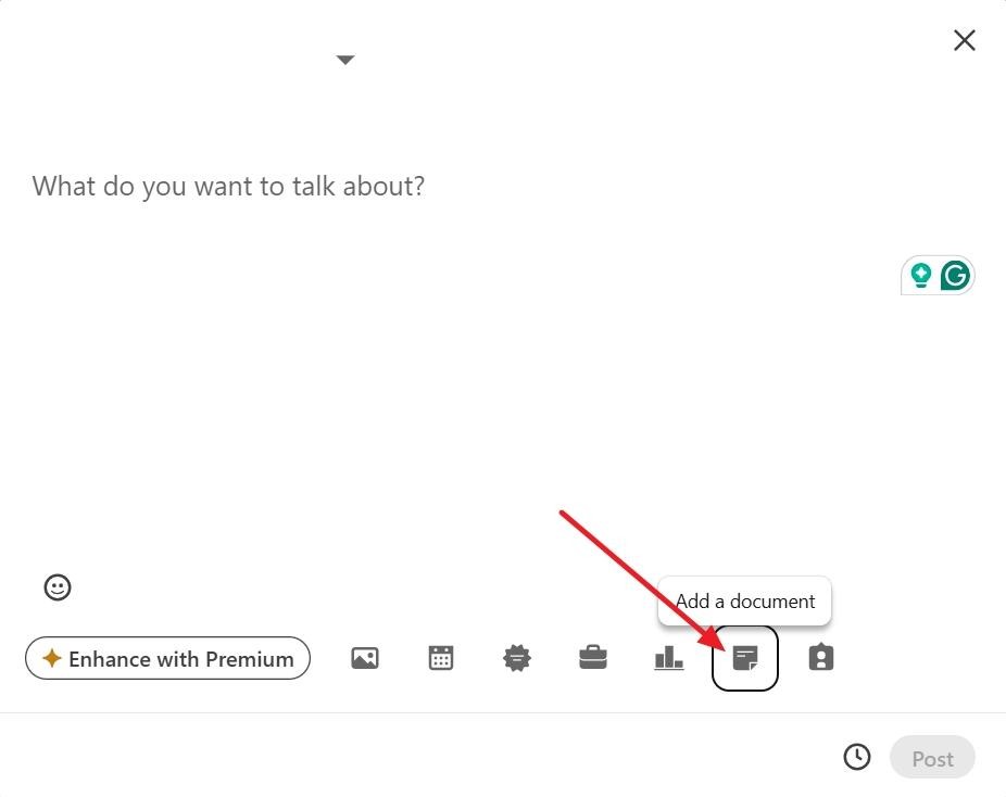 add pdf document linkedin new post