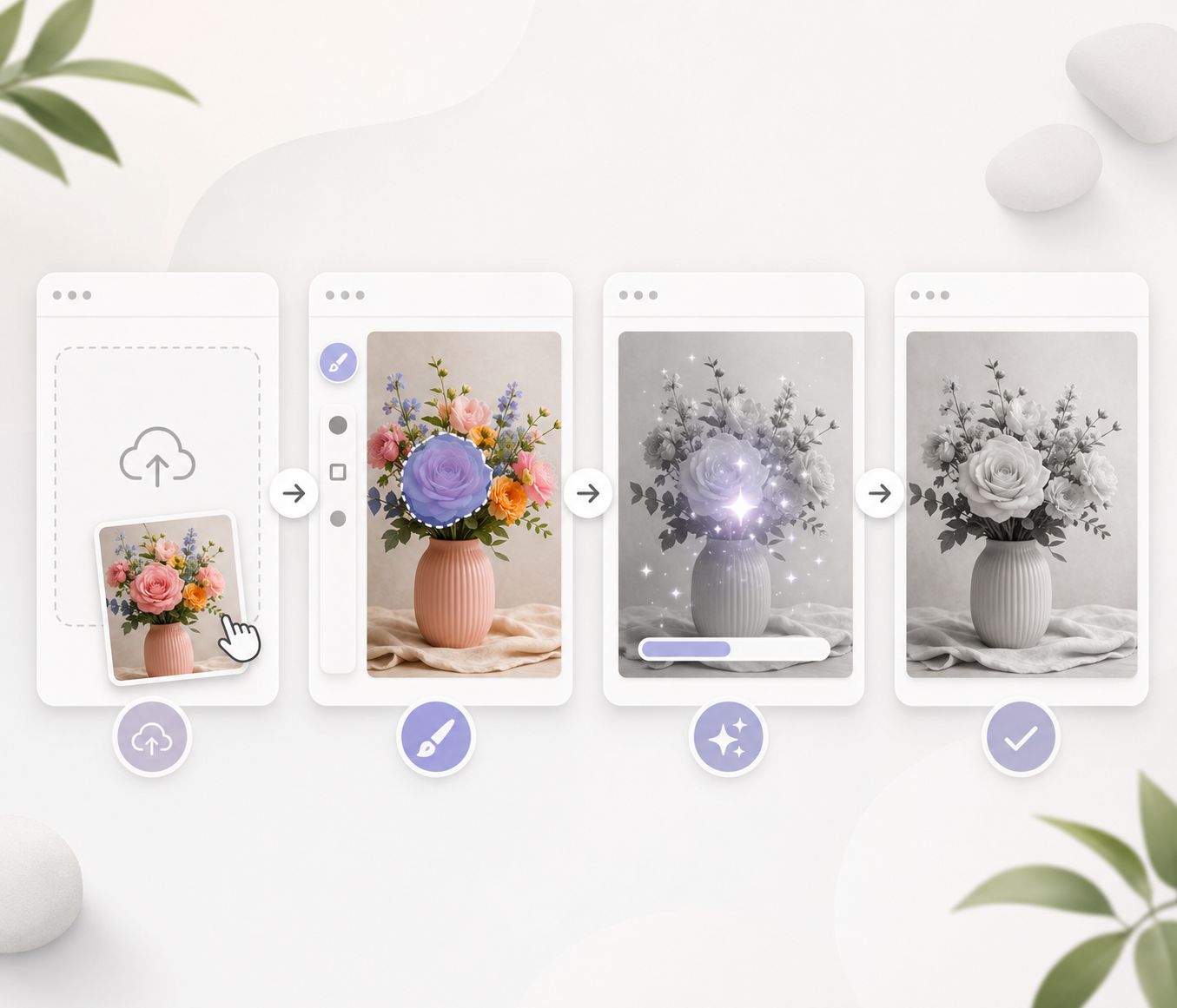 AI tool workflow for removing color from an image online