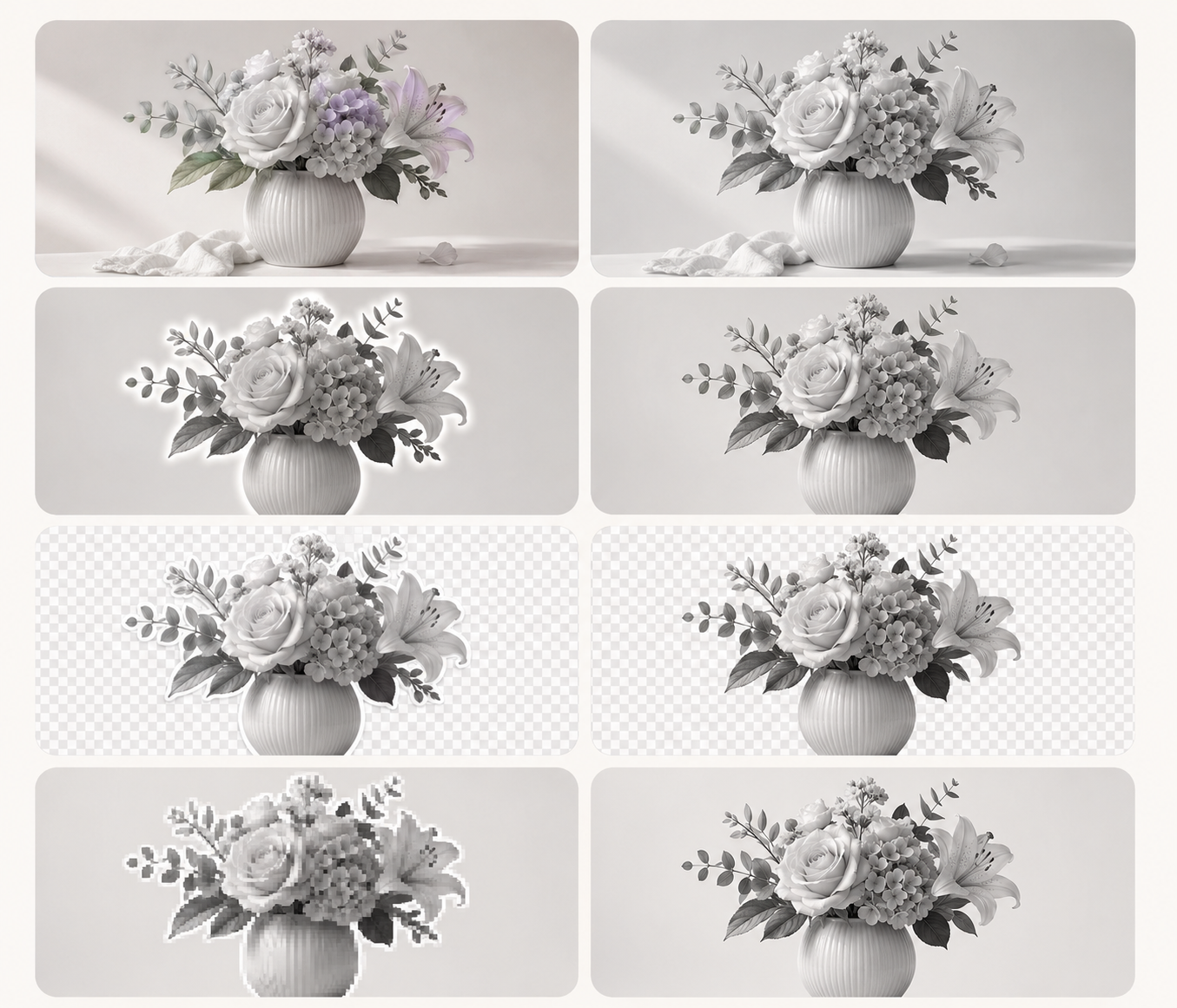 common problems when removing color from an image such as color halos and rough edges Similar Colors Are Removed From the Subject