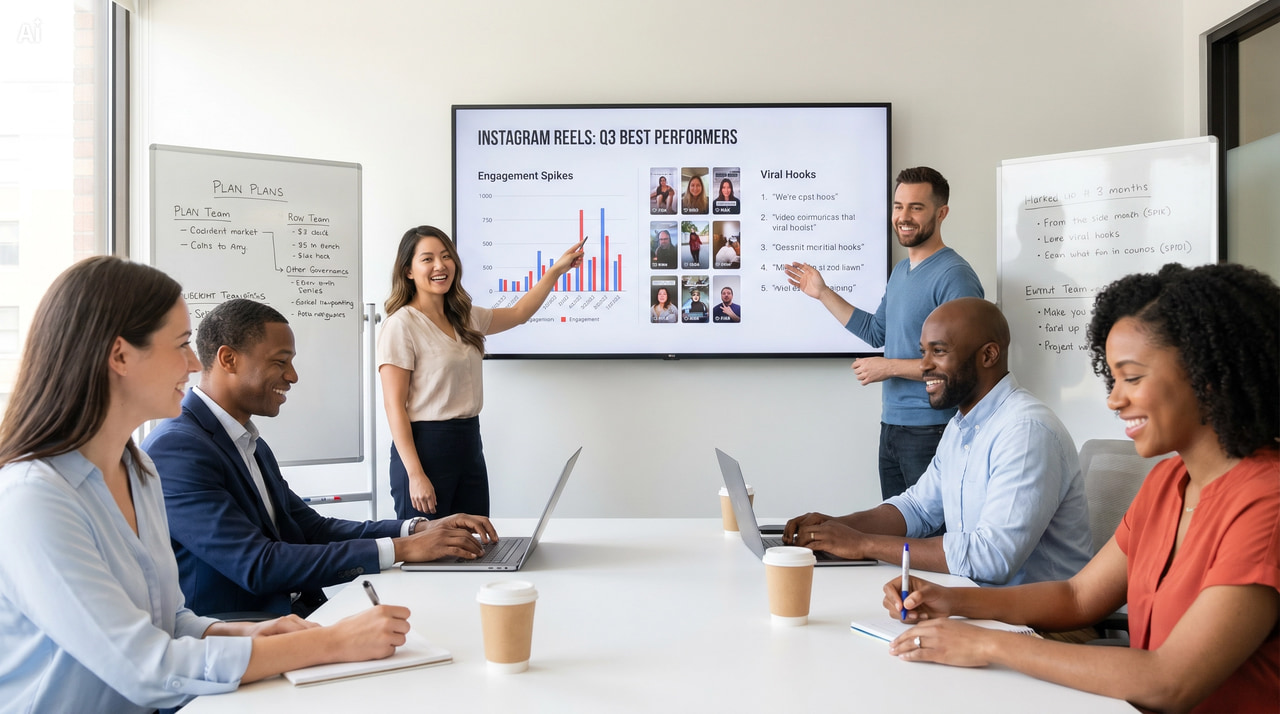 Analytics dashboard with performance charts.