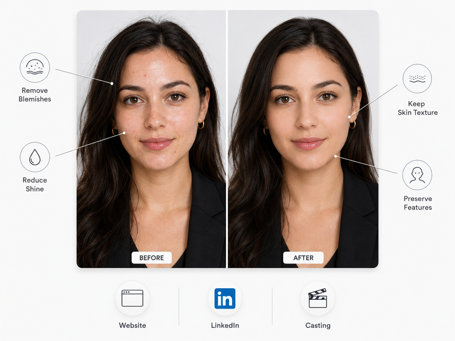 RoboNeo AI Headshot Retoucher before and after